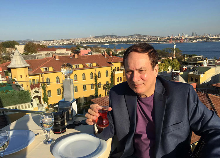 Having tea at a restaurant in Istanbul